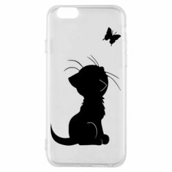 Чехол для iPhone 6/6S Котик с бабочкой - PrintSalon