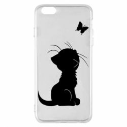 Чехол для iPhone 6 Plus/6S Plus Котик с бабочкой - PrintSalon