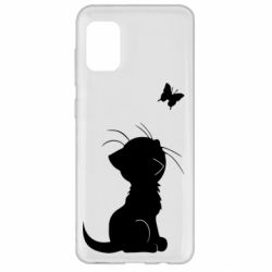 Чехол для Samsung A31 Котик с бабочкой - PrintSalon