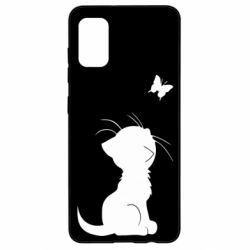 Чехол для Samsung A41 Котик с бабочкой - PrintSalon