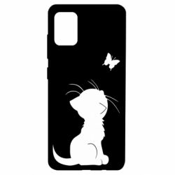 Чехол для Samsung A51 Котик с бабочкой - PrintSalon