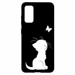 Чехол для Samsung S20 Котик с бабочкой - PrintSalon