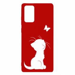 Чехол для Samsung Note 20 Котик с бабочкой - PrintSalon