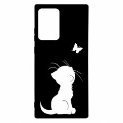 Чехол для Samsung Note 20 Ultra Котик с бабочкой - PrintSalon