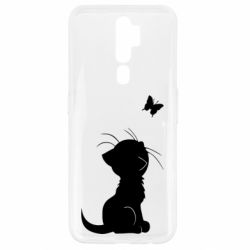 Чехол для Oppo A5/A9 2020 Котик с бабочкой - PrintSalon