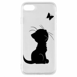 Чехол для iPhone 8 Котик с бабочкой - PrintSalon