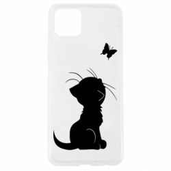 Чехол для Oppo A92s Котик с бабочкой - PrintSalon