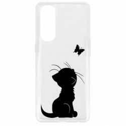 Чехол для Oppo Reno 4 Pro Котик с бабочкой - PrintSalon