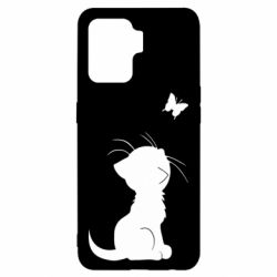 Чехол для Oppo Reno 5 Lite Котик с бабочкой - PrintSalon