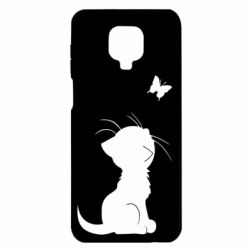 Чехол для Xiaomi Redmi Note 9S/9Pro/9Pro Max Котик с бабочкой - PrintSalon