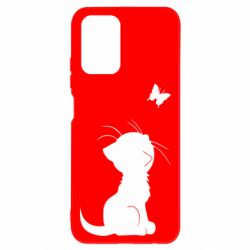 Чехол для Xiaomi Redmi Note 10 Котик с бабочкой - PrintSalon