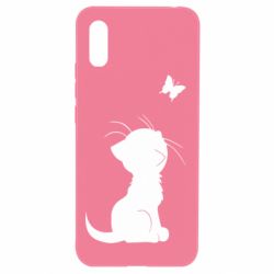 Чехол для Xiaomi Redmi 9a Котик с бабочкой - PrintSalon