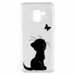Чехол для Samsung A8 2018 Котик с бабочкой - PrintSalon