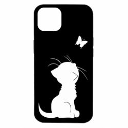 Чехол для iPhone 14 Котик с бабочкой - PrintSalon