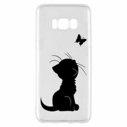 Чехол для Samsung S8 Котик с бабочкой - PrintSalon