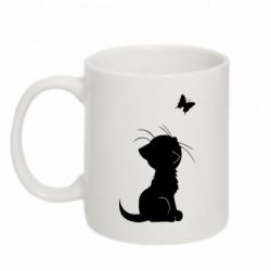 Чашка 320ml Котик с бабочкой - PrintSalon