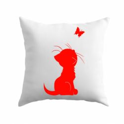 Подушка Котик с бабочкой - PrintSalon
