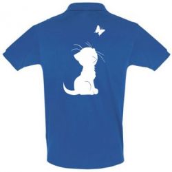 Мужское поло Котик с бабочкой - PrintSalon