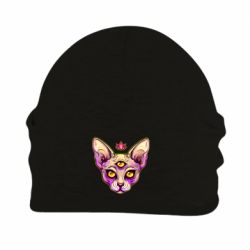 Шапка флисовая Котик сфинкс розовый - PrintSalon