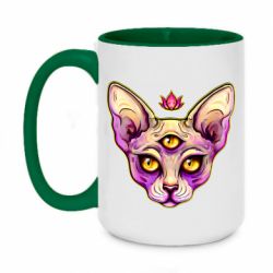 Чашка двухцветная 420ml Котик сфинкс розовый - PrintSalon