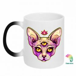 Чашка-хамелеон Котик сфинкс розовый - PrintSalon