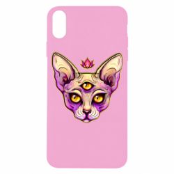 Чехол для iPhone X/Xs Котик сфинкс розовый - PrintSalon