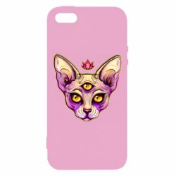 Чехол для iPhone5/5S/SE Котик сфинкс розовый - PrintSalon