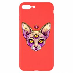 Чехол для iPhone 8 Plus Котик сфинкс розовый - PrintSalon