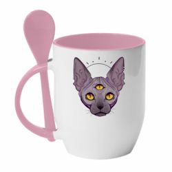 Чашка с ложкой Котик сфинкс - PrintSalon
