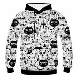 Чоловіче 3D худі Коти патерн - PrintSalon