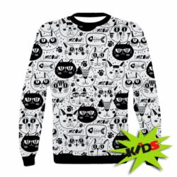 Дитячий 3D світшот Коти патерн - PrintSalon