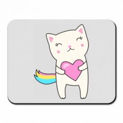 Коврик для мыши Cute cat with heart - PrintSalon