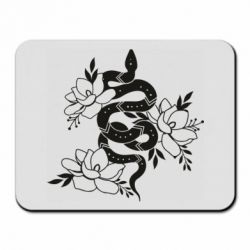 Коврик для мыши Snake with flowers - PrintSalon