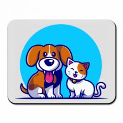 Коврик для мыши Собачка и котик - PrintSalon