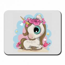 Коврик для мыши Unicorn with flowers - PrintSalon