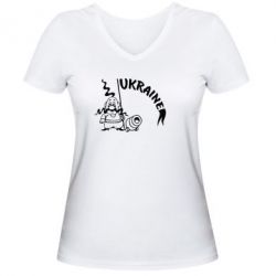 Женская футболка с V-образным вырезом Козак з гарматою