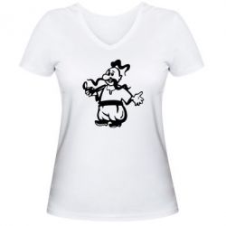 Женская футболка с V-образным вырезом Козак з люлькою