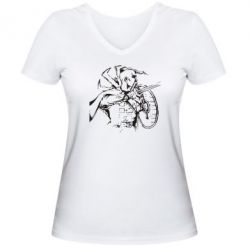 Женская футболка с V-образным вырезом Козак з щитом - PrintSalon