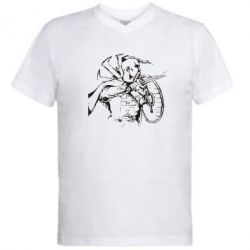 Мужская футболка  с V-образным вырезом Козак з щитом