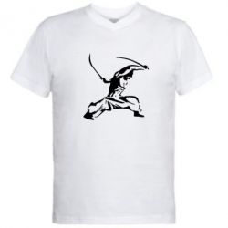 Мужская футболка  с V-образным вырезом Козак з шаблями