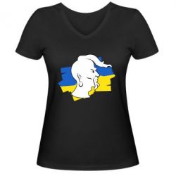 Женская футболка с V-образным вырезом Kozak zahisnik - PrintSalon