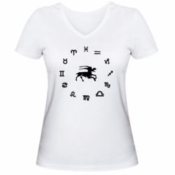 Женская футболка с V-образным вырезом козерог - PrintSalon