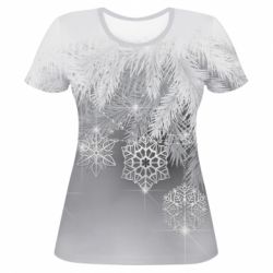 Женская футболка 3D Красивые снежинки - PrintSalon