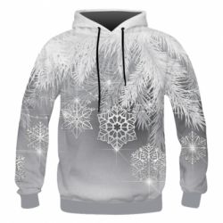 Мужское 3D худи Красивые снежинки - PrintSalon