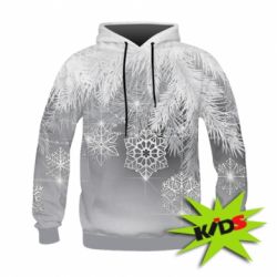 Детское 3D худи Красивые снежинки - PrintSalon