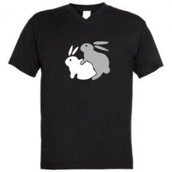 Мужская футболка  с V-образным вырезом Кролики - PrintSalon