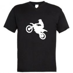 Мужская футболка  с V-образным вырезом Кроссовый мотоцикл - PrintSalon