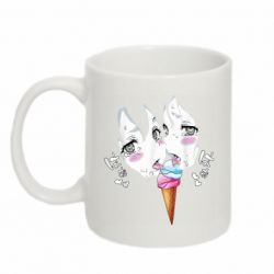 Чашка 320ml Ahegao girl eating ice cream