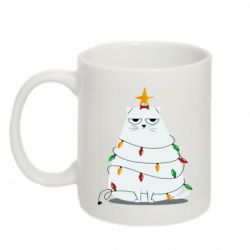 Чашка 320ml Cat and Christmas Lights