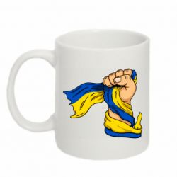 Чашка 320ml Рука с украинским флагом - PrintSalon